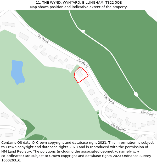 11, THE WYND, WYNYARD, BILLINGHAM, TS22 5QE: Location map and indicative extent of plot