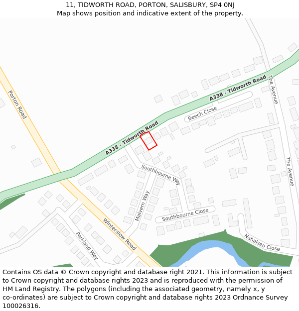 11, TIDWORTH ROAD, PORTON, SALISBURY, SP4 0NJ: Location map and indicative extent of plot