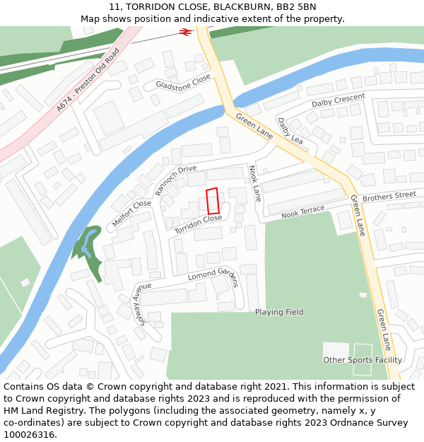 11, TORRIDON CLOSE, BLACKBURN, BB2 5BN: Location map and indicative extent of plot