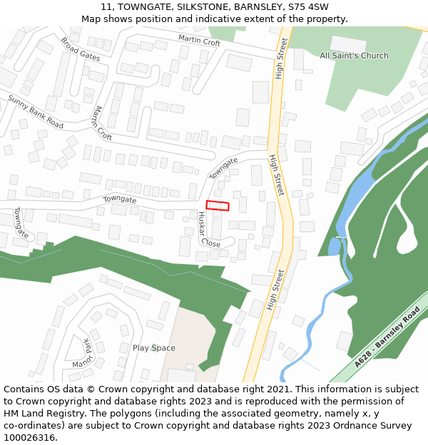 11, TOWNGATE, SILKSTONE, BARNSLEY, S75 4SW: Location map and indicative extent of plot