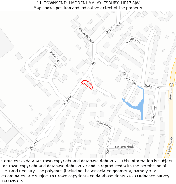 11, TOWNSEND, HADDENHAM, AYLESBURY, HP17 8JW: Location map and indicative extent of plot