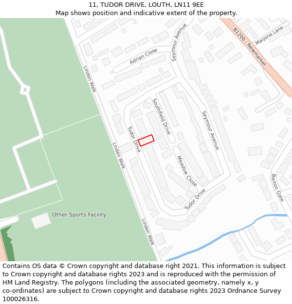 11, TUDOR DRIVE, LOUTH, LN11 9EE: Location map and indicative extent of plot