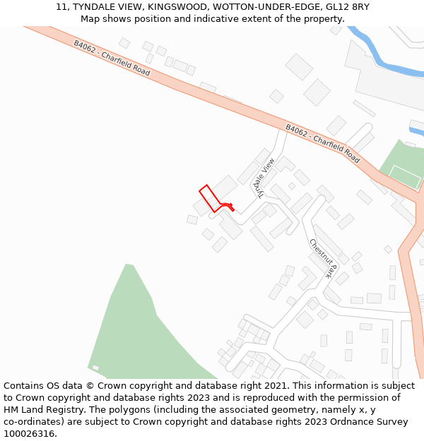 11, TYNDALE VIEW, KINGSWOOD, WOTTON-UNDER-EDGE, GL12 8RY: Location map and indicative extent of plot