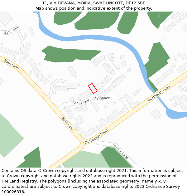 11, VIA DEVANA, MOIRA, SWADLINCOTE, DE12 6BE: Location map and indicative extent of plot