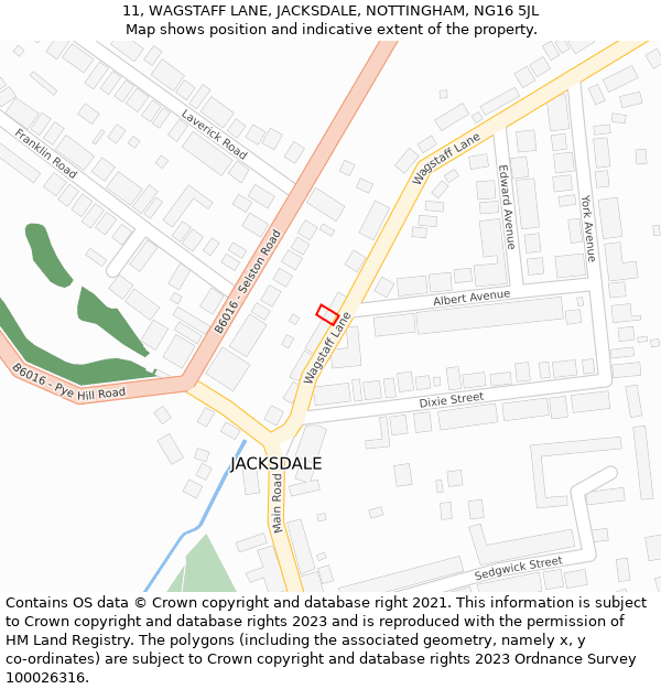 11, WAGSTAFF LANE, JACKSDALE, NOTTINGHAM, NG16 5JL: Location map and indicative extent of plot