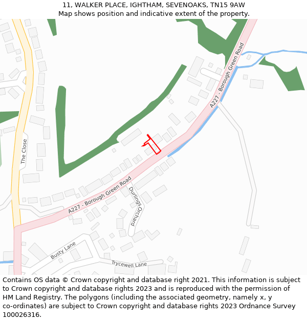 11, WALKER PLACE, IGHTHAM, SEVENOAKS, TN15 9AW: Location map and indicative extent of plot