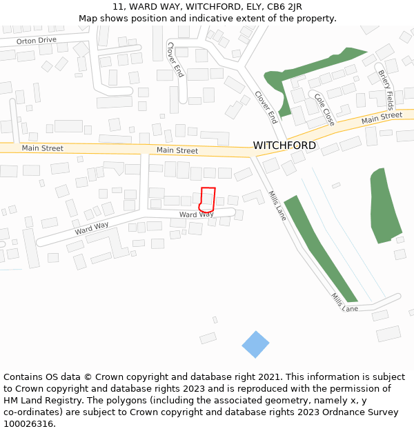 11, WARD WAY, WITCHFORD, ELY, CB6 2JR: Location map and indicative extent of plot