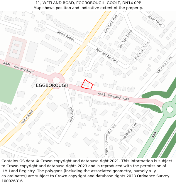 11, WEELAND ROAD, EGGBOROUGH, GOOLE, DN14 0PP: Location map and indicative extent of plot