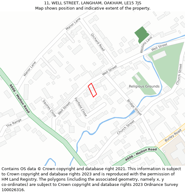 11, WELL STREET, LANGHAM, OAKHAM, LE15 7JS: Location map and indicative extent of plot