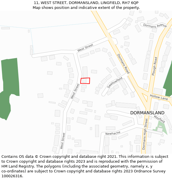 11, WEST STREET, DORMANSLAND, LINGFIELD, RH7 6QP: Location map and indicative extent of plot