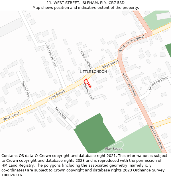 11, WEST STREET, ISLEHAM, ELY, CB7 5SD: Location map and indicative extent of plot