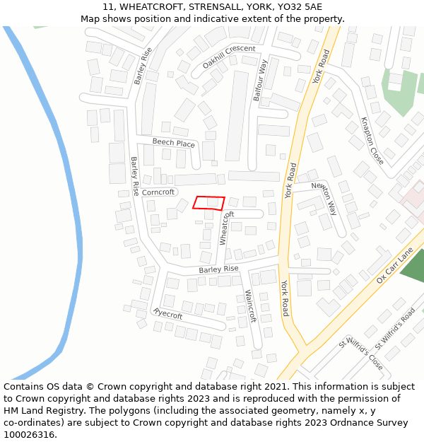 11, WHEATCROFT, STRENSALL, YORK, YO32 5AE: Location map and indicative extent of plot