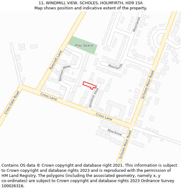 11, WINDMILL VIEW, SCHOLES, HOLMFIRTH, HD9 1SA: Location map and indicative extent of plot