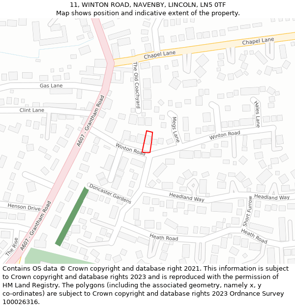 11, WINTON ROAD, NAVENBY, LINCOLN, LN5 0TF: Location map and indicative extent of plot