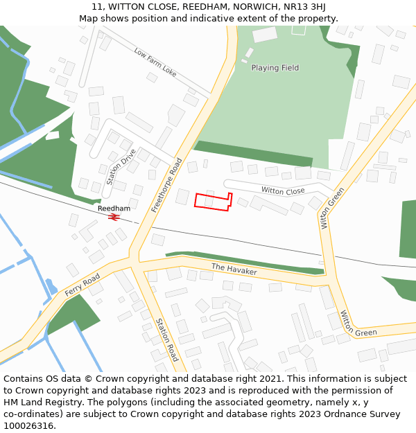 11, WITTON CLOSE, REEDHAM, NORWICH, NR13 3HJ: Location map and indicative extent of plot