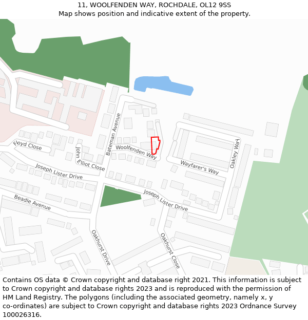 11, WOOLFENDEN WAY, ROCHDALE, OL12 9SS: Location map and indicative extent of plot