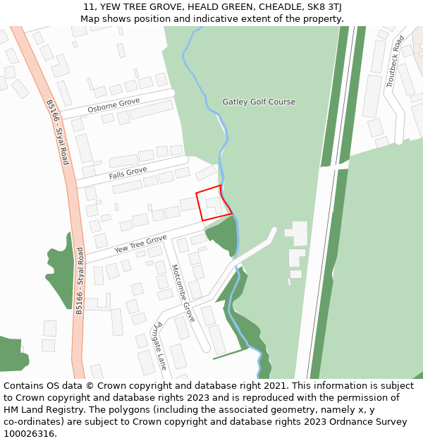 11, YEW TREE GROVE, HEALD GREEN, CHEADLE, SK8 3TJ: Location map and indicative extent of plot