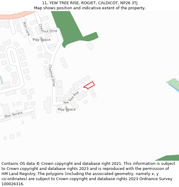 11, YEW TREE RISE, ROGIET, CALDICOT, NP26 3TJ: Location map and indicative extent of plot