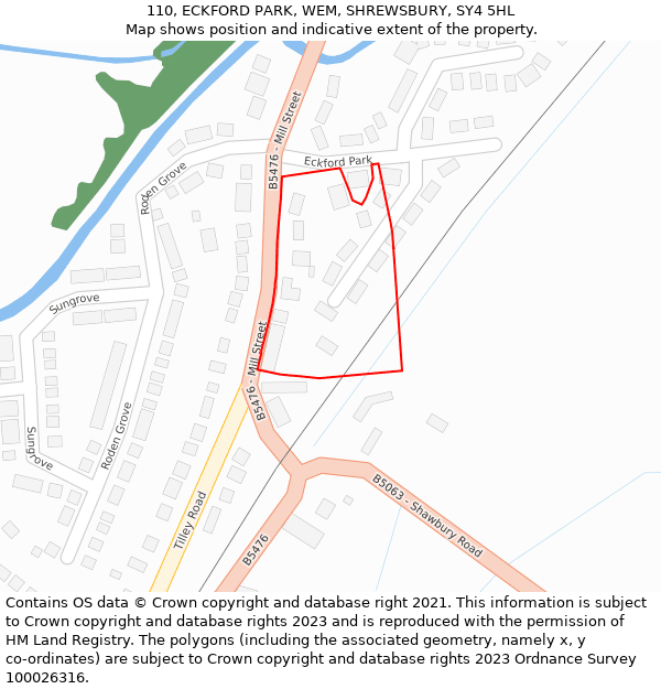 110, ECKFORD PARK, WEM, SHREWSBURY, SY4 5HL: Location map and indicative extent of plot