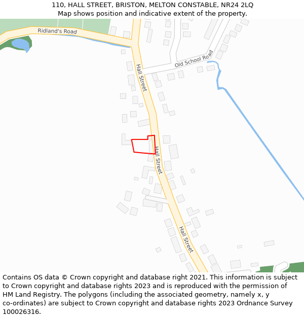 110, HALL STREET, BRISTON, MELTON CONSTABLE, NR24 2LQ: Location map and indicative extent of plot