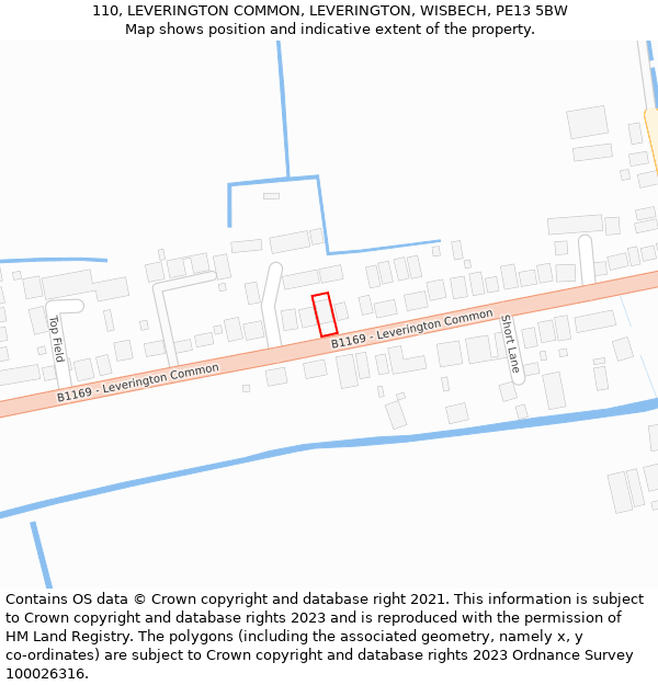 110, LEVERINGTON COMMON, LEVERINGTON, WISBECH, PE13 5BW: Location map and indicative extent of plot