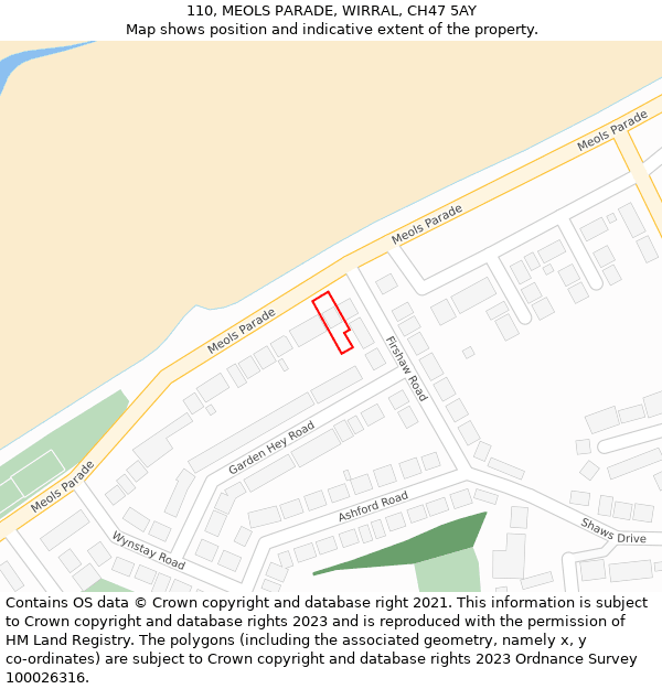 110, MEOLS PARADE, WIRRAL, CH47 5AY: Location map and indicative extent of plot