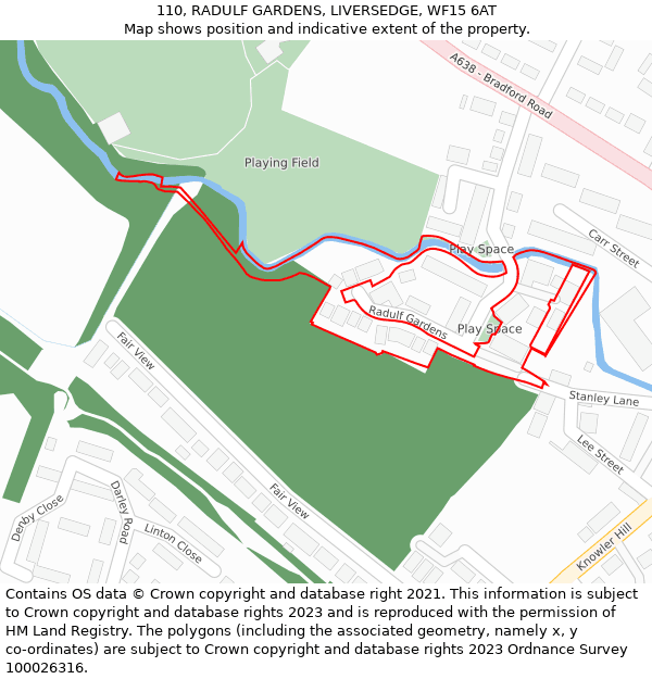 110, RADULF GARDENS, LIVERSEDGE, WF15 6AT: Location map and indicative extent of plot