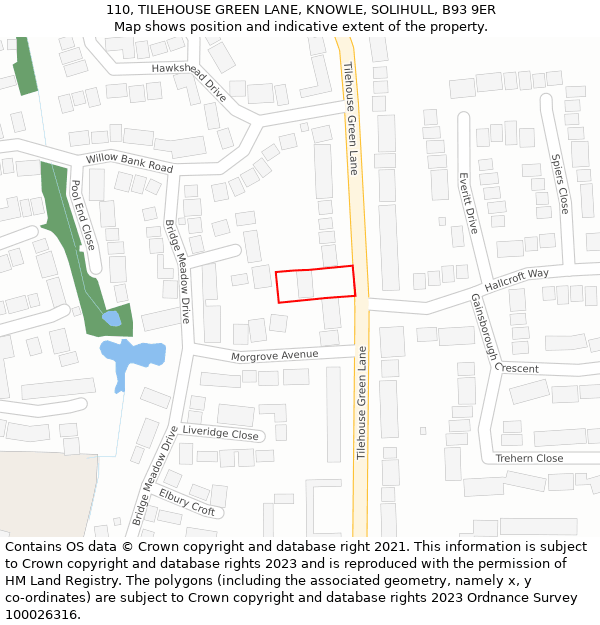 110, TILEHOUSE GREEN LANE, KNOWLE, SOLIHULL, B93 9ER: Location map and indicative extent of plot