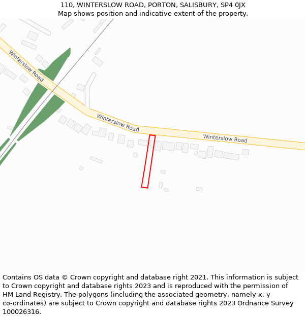 110, WINTERSLOW ROAD, PORTON, SALISBURY, SP4 0JX: Location map and indicative extent of plot