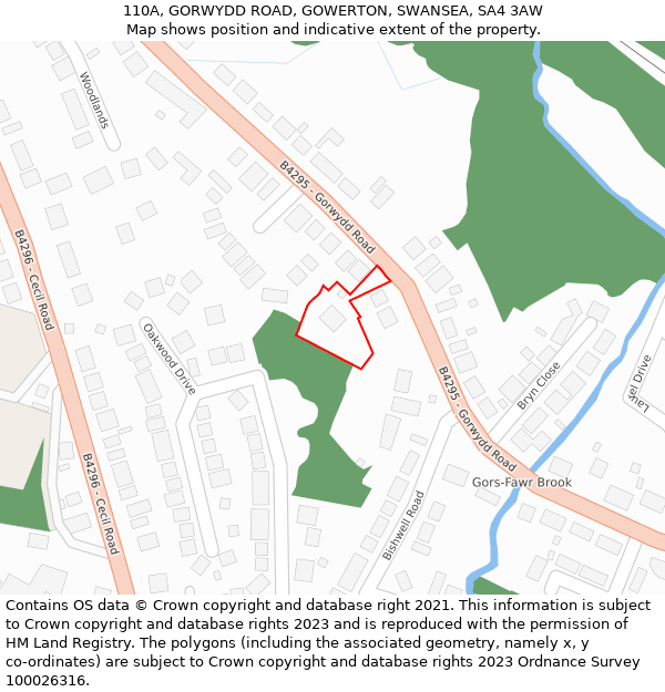 110A, GORWYDD ROAD, GOWERTON, SWANSEA, SA4 3AW: Location map and indicative extent of plot