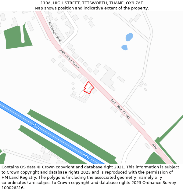 110A, HIGH STREET, TETSWORTH, THAME, OX9 7AE: Location map and indicative extent of plot