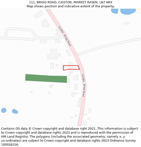 111, BRIGG ROAD, CAISTOR, MARKET RASEN, LN7 6RX: Location map and indicative extent of plot