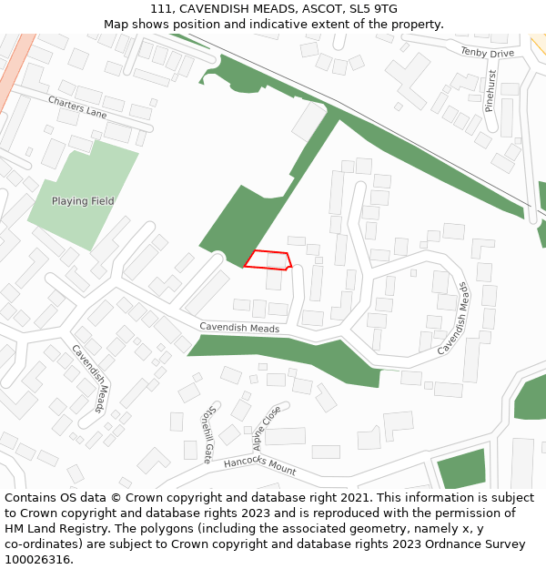 111, CAVENDISH MEADS, ASCOT, SL5 9TG: Location map and indicative extent of plot