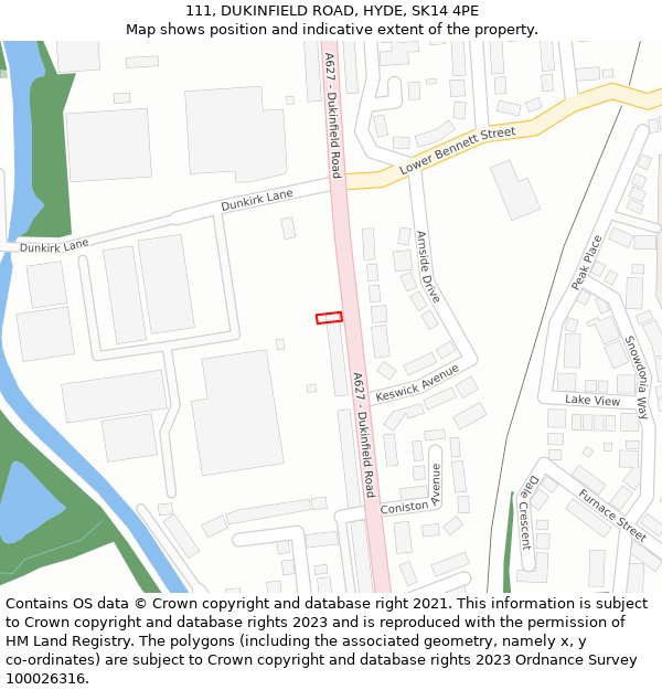 111, DUKINFIELD ROAD, HYDE, SK14 4PE: Location map and indicative extent of plot