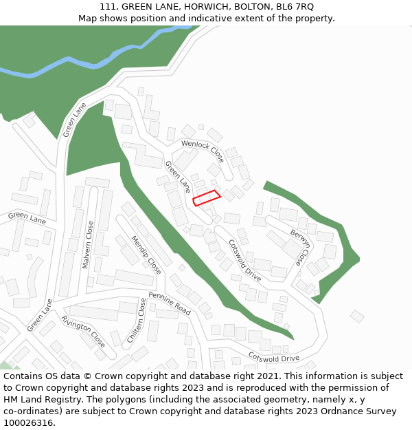 111, GREEN LANE, HORWICH, BOLTON, BL6 7RQ: Location map and indicative extent of plot