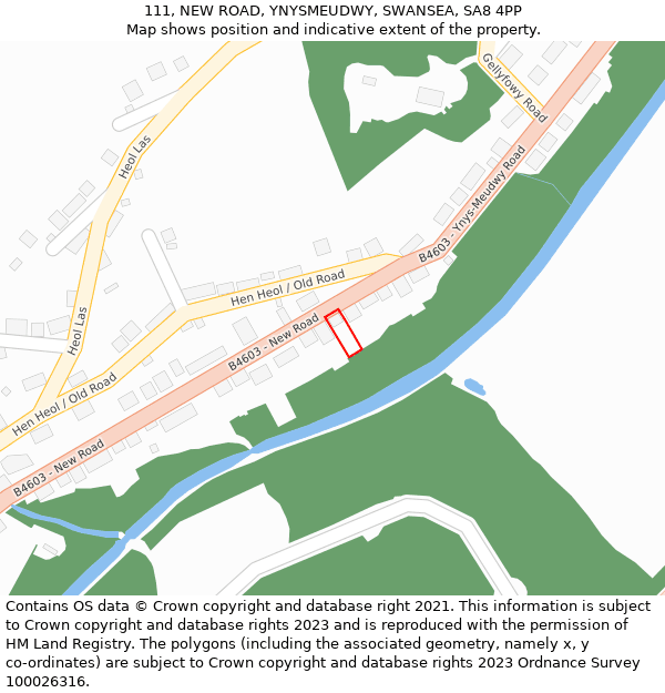 111, NEW ROAD, YNYSMEUDWY, SWANSEA, SA8 4PP: Location map and indicative extent of plot