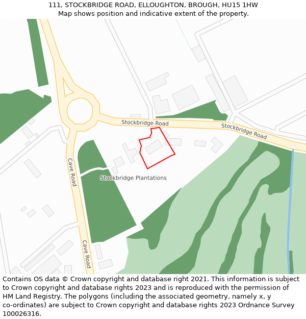 111, STOCKBRIDGE ROAD, ELLOUGHTON, BROUGH, HU15 1HW: Location map and indicative extent of plot