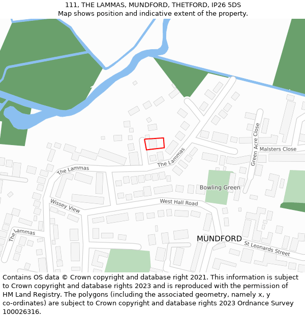 111, THE LAMMAS, MUNDFORD, THETFORD, IP26 5DS: Location map and indicative extent of plot