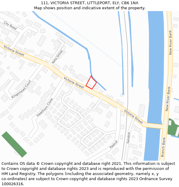 111, VICTORIA STREET, LITTLEPORT, ELY, CB6 1NA: Location map and indicative extent of plot