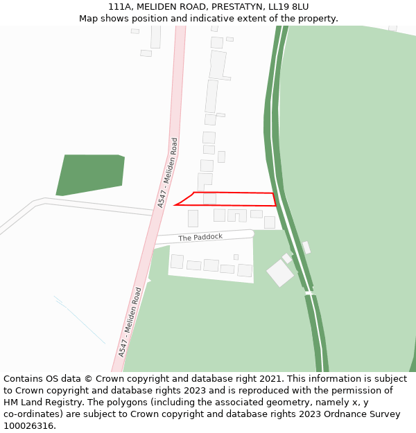 111A, MELIDEN ROAD, PRESTATYN, LL19 8LU: Location map and indicative extent of plot