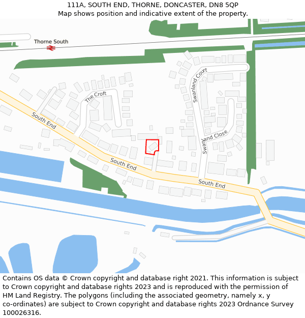 111A, SOUTH END, THORNE, DONCASTER, DN8 5QP: Location map and indicative extent of plot