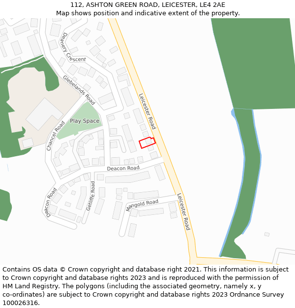 112, ASHTON GREEN ROAD, LEICESTER, LE4 2AE: Location map and indicative extent of plot