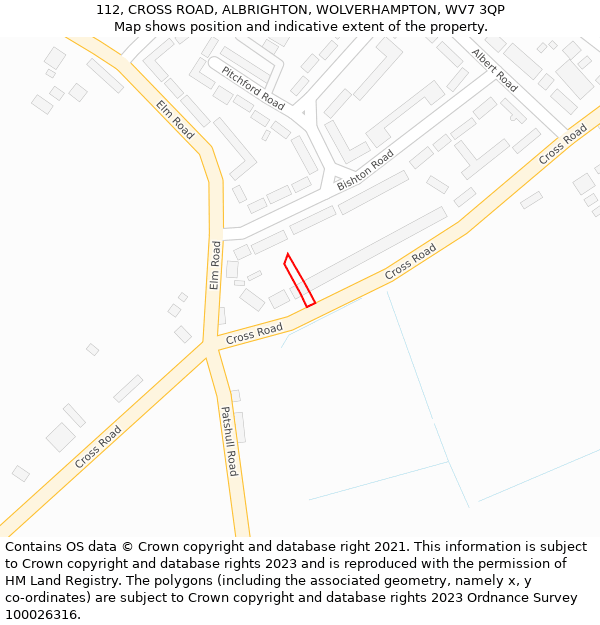 112, CROSS ROAD, ALBRIGHTON, WOLVERHAMPTON, WV7 3QP: Location map and indicative extent of plot