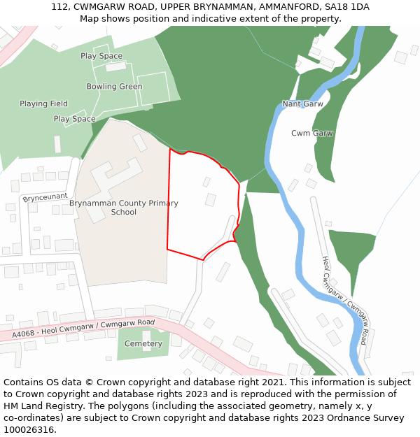 112, CWMGARW ROAD, UPPER BRYNAMMAN, AMMANFORD, SA18 1DA: Location map and indicative extent of plot