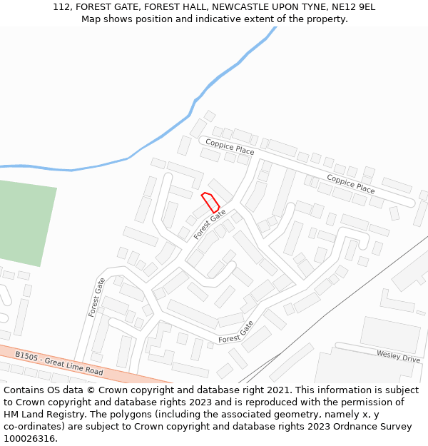 112, FOREST GATE, FOREST HALL, NEWCASTLE UPON TYNE, NE12 9EL: Location map and indicative extent of plot