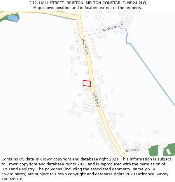 112, HALL STREET, BRISTON, MELTON CONSTABLE, NR24 2LQ: Location map and indicative extent of plot