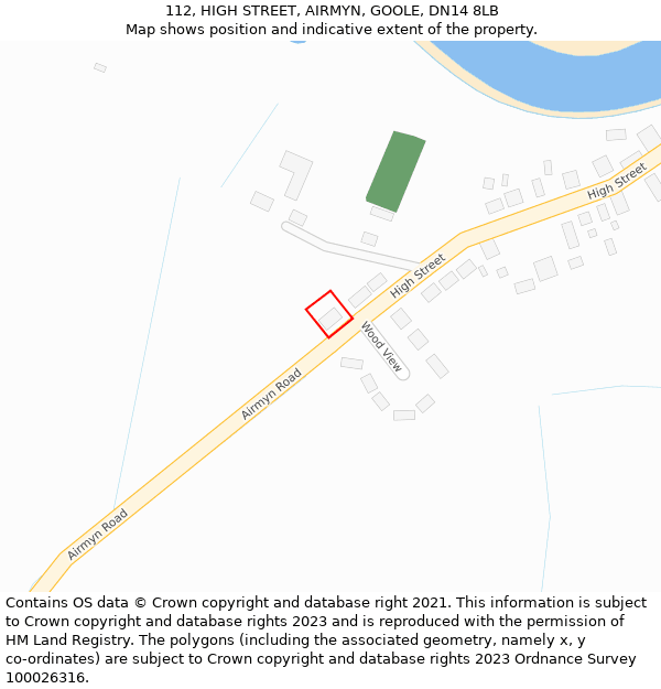 112, HIGH STREET, AIRMYN, GOOLE, DN14 8LB: Location map and indicative extent of plot