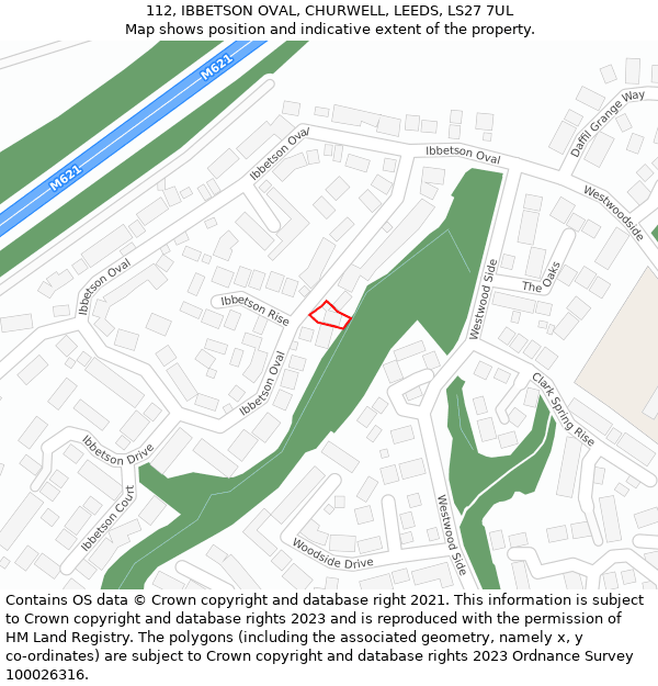 112, IBBETSON OVAL, CHURWELL, LEEDS, LS27 7UL: Location map and indicative extent of plot