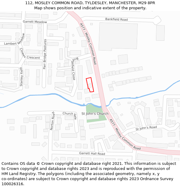 112, MOSLEY COMMON ROAD, TYLDESLEY, MANCHESTER, M29 8PR: Location map and indicative extent of plot