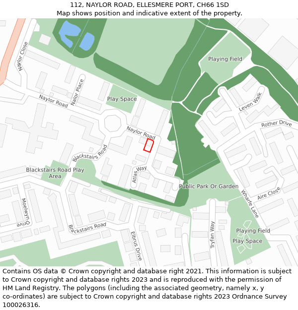 112, NAYLOR ROAD, ELLESMERE PORT, CH66 1SD: Location map and indicative extent of plot